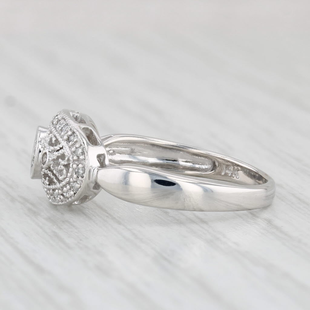 Light Gray Vintage 0.18ctw Diamond Filigree Ring 14k White Gold Size 7.25 Engagement