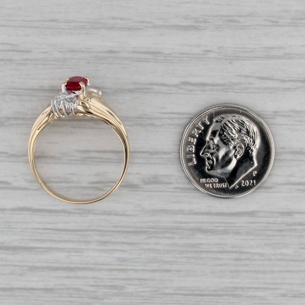 0.70ct Lab Created Ruby Diamond Bypass Ring 10k Yellow Gold Size 6.5