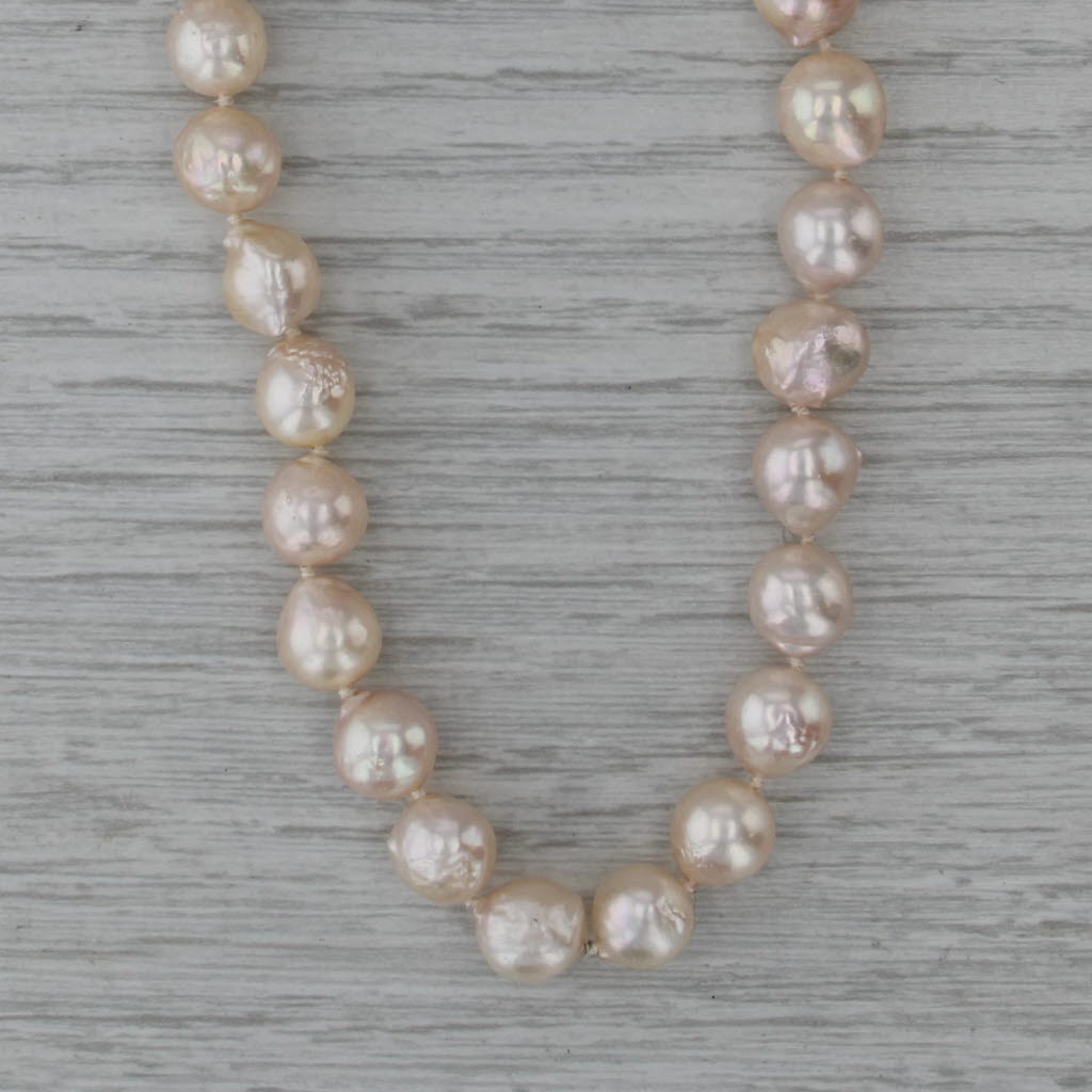 Baroque Akoya Pearl Single Strand Bead Necklace 14k Gold 32"