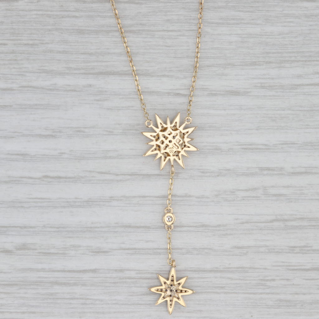 0.30ctw Diamond Cluster Starburst Lariat Necklace 14k Yellow Gold 18.25"