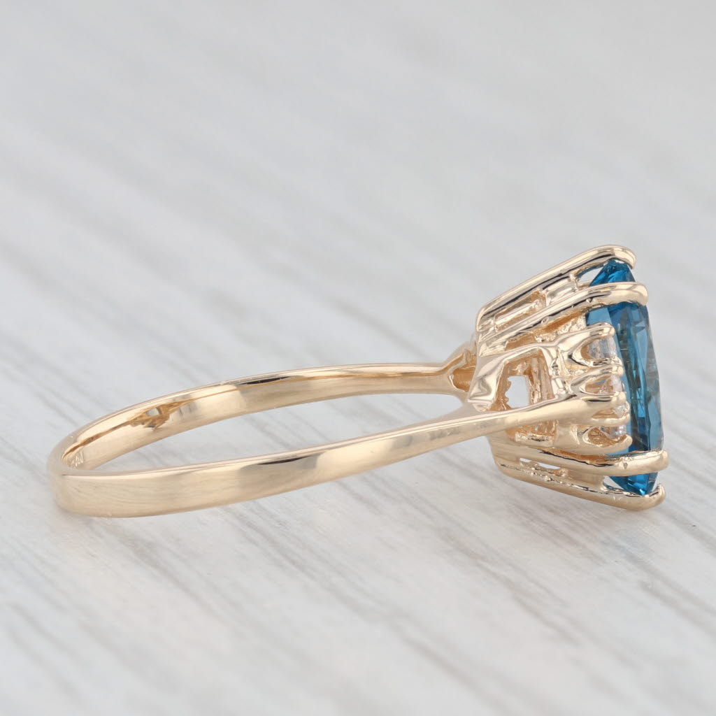 Light Gray 1.39ctw Marquise London Blue Topaz Diamond Ring 14k Yellow Gold Size 6.5