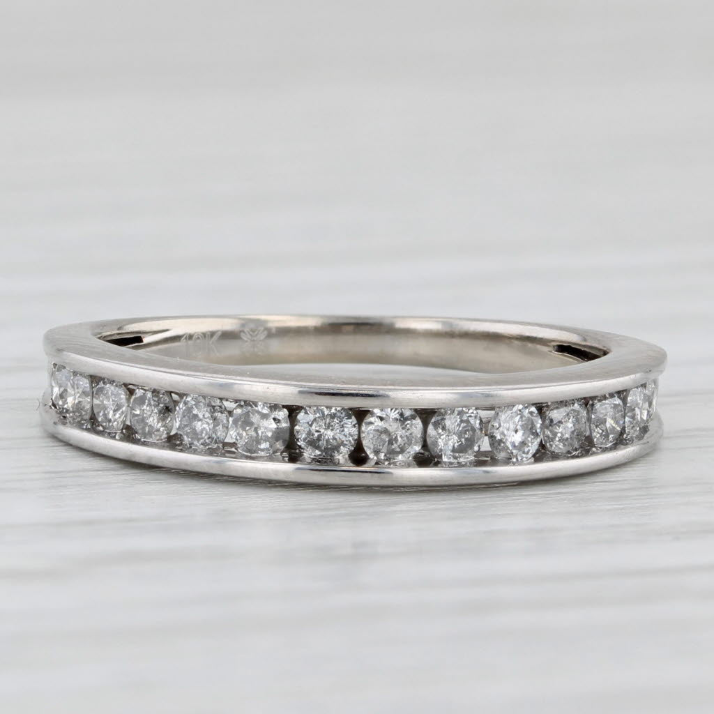 Light Gray 0.40ctw Diamond Wedding Band 10k White Gold Size 7 Stackable Ring