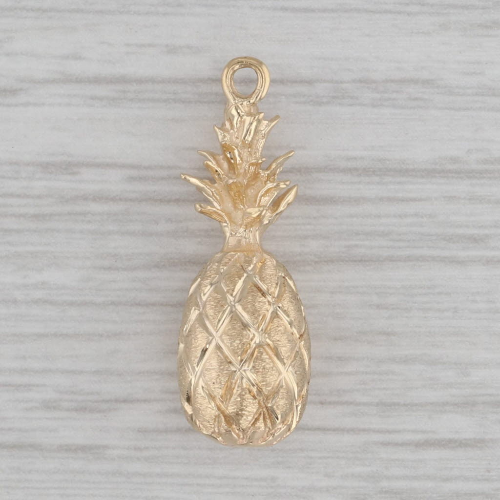 Gray Pineapple Charm 14k Yellow Gold Pendant