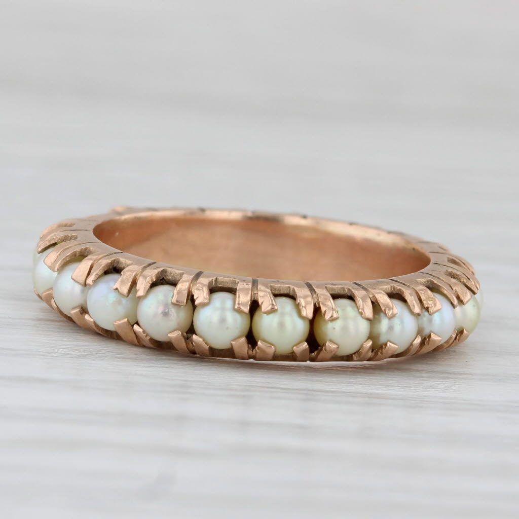 Gray Antique Cultured Pearl Eternity Band 16k Rose Gold Size 6 Ring