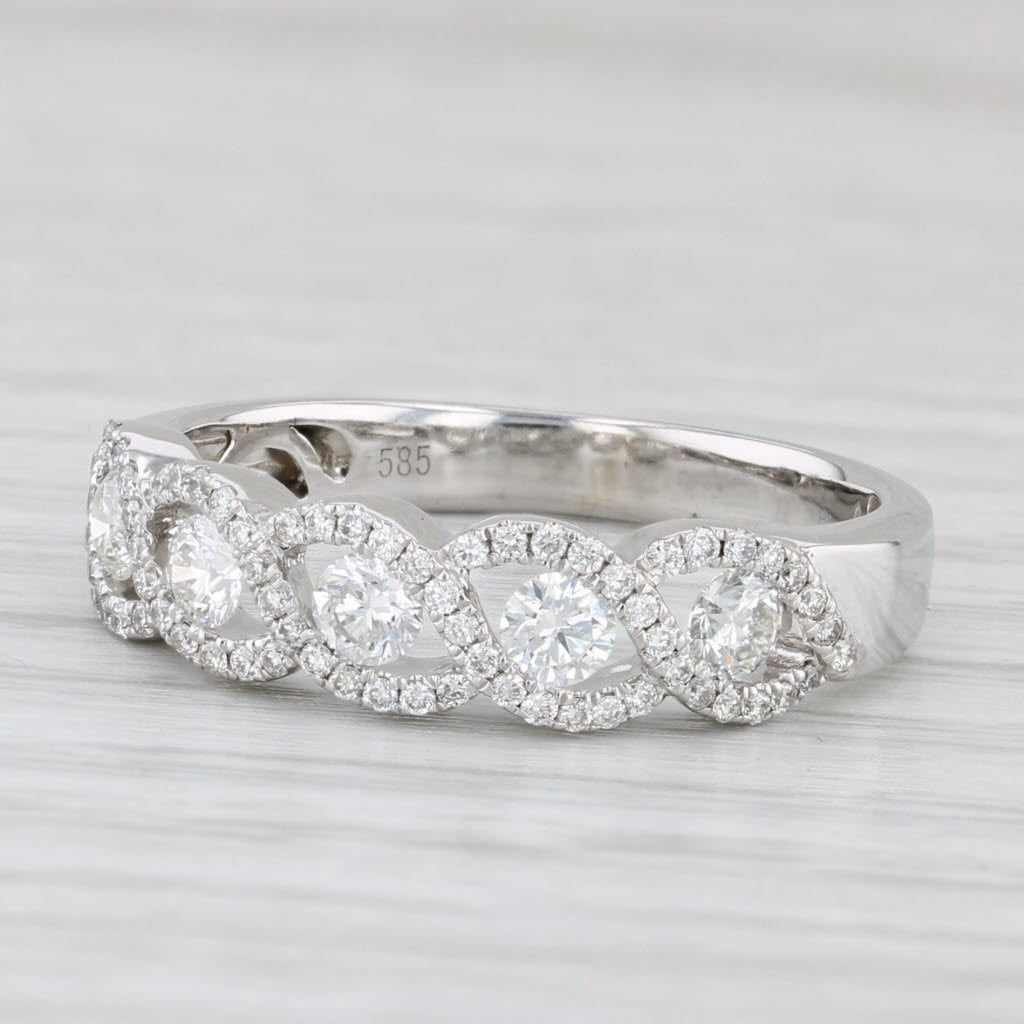 Light Gray 0.66ctw 5-Stone Diamond Ring 14k White Gold Size 8.25 Wedding Anniversary Band