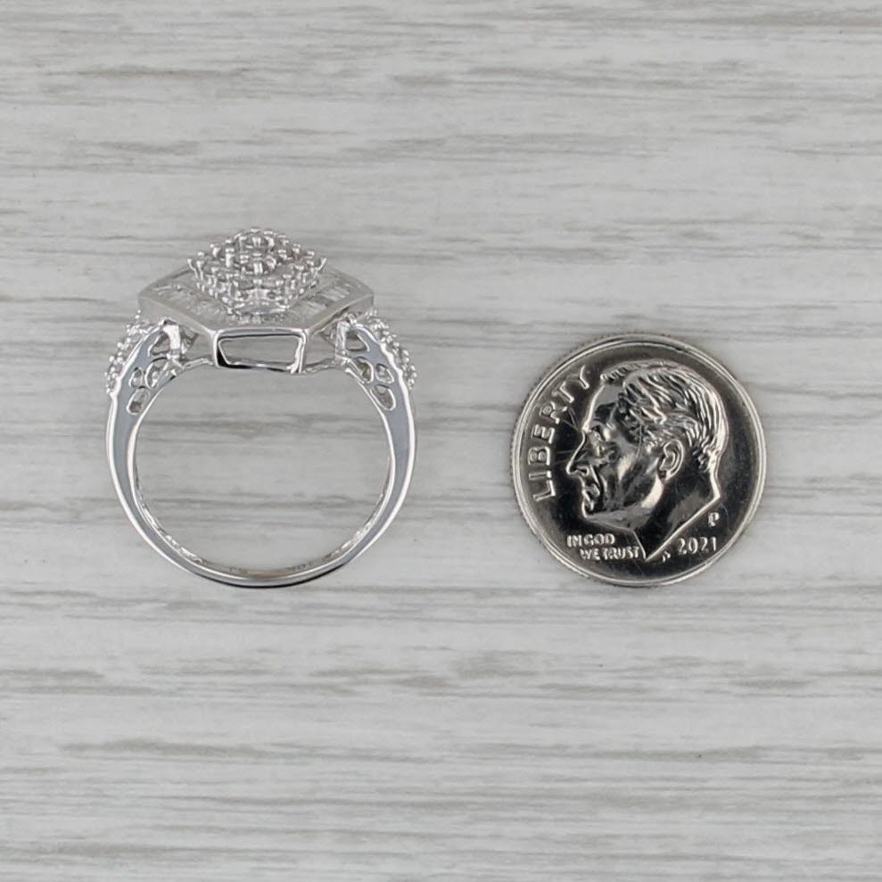 0.80ctw Diamond Cluster Halo Ring 10k White Gold Size 7