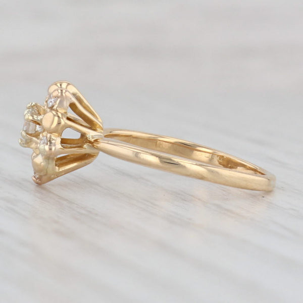 Vintage 0.28ctw Diamond Flower Ring 18k Yellow Gold Size 6 Engagement