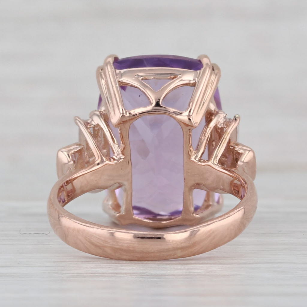 Effy 6.81ctw Light Amethyst Diamond Ring 14k Rose Gold Size 2.75