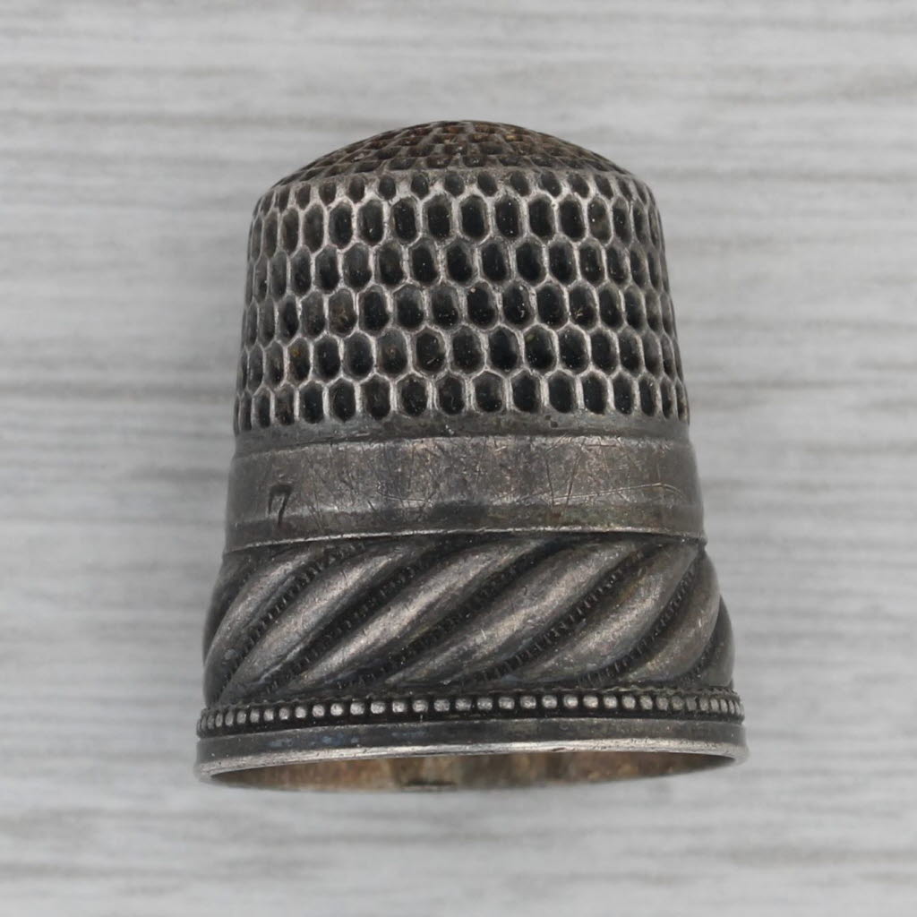 Dark Gray Antique Thimble Sterling Silver Sewing Collectible Keepsake