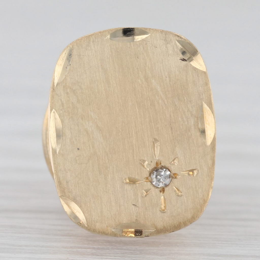 Gray Vintage Diamond Tie Tac Pin 14k Yellow Gold Engravable Lapel