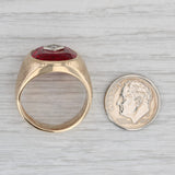 Gray Lab Created Ruby Diamond Ring 10k Gold Vintage Men's Signet Size 10.5