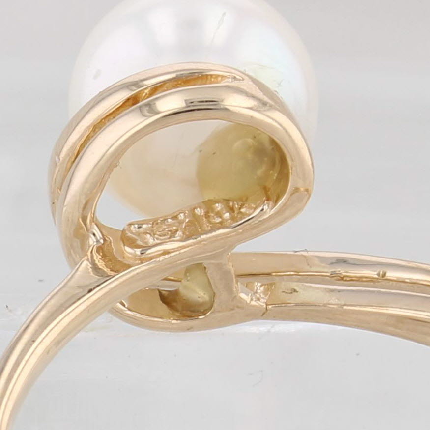 Light Gray Saltwater Cultured Pearl Solitaire Ring 14k Yellow Gold Size 5.75