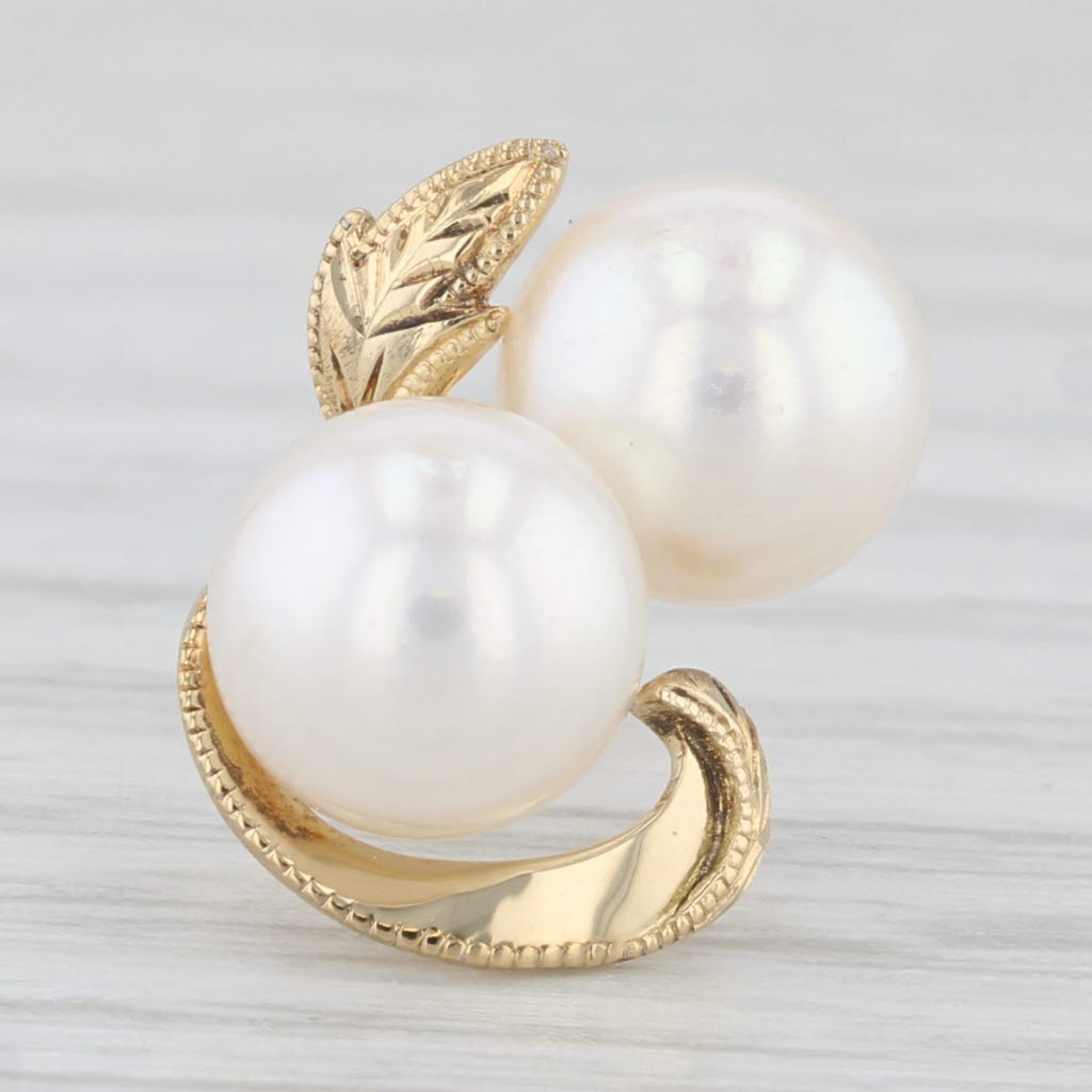 Light Gray Single Mikimoto Cultured Pearl Stud Earrings 18k Yellow Gold Replacement