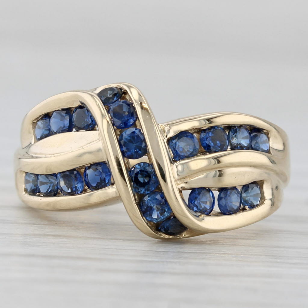 Light Gray 1ctw Blue Sapphire Knot Ring 14k Yellow Gold Size 5