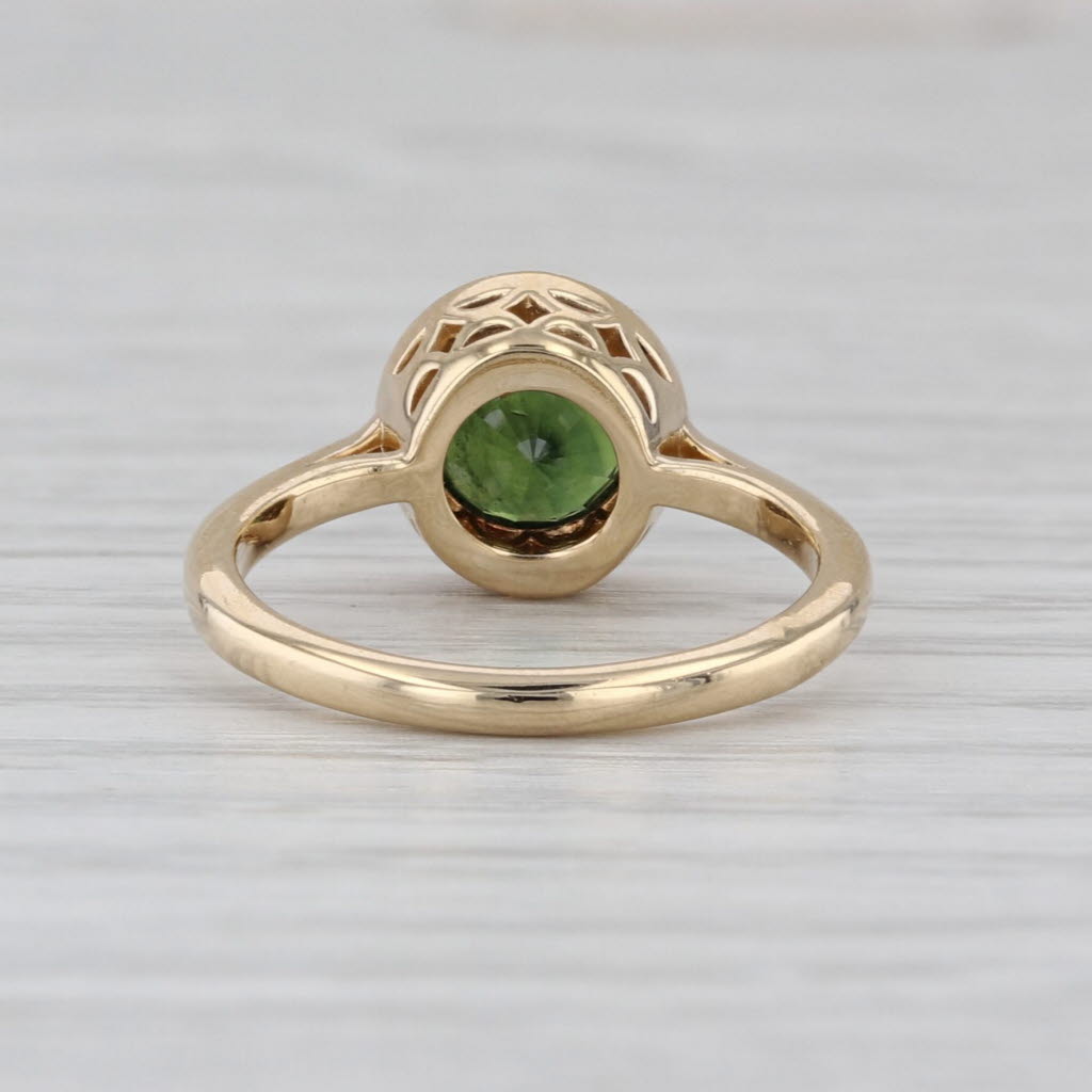 1.35ct Round Green Sapphire Solitaire Ring 14k Yellow Gold Size 4.25