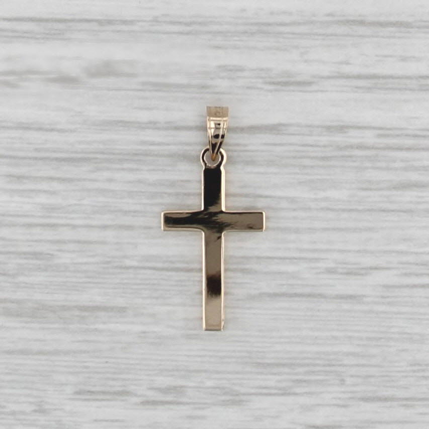 New 14k Yellow Gold Small Cross Pendant Religious Jewelry