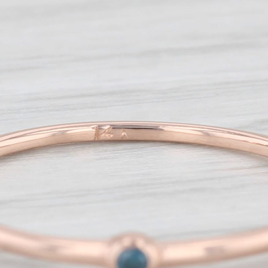 Light Gray Blue Diamond Solitaire Ring 14k Rose Gold Size 6 Stackable Band