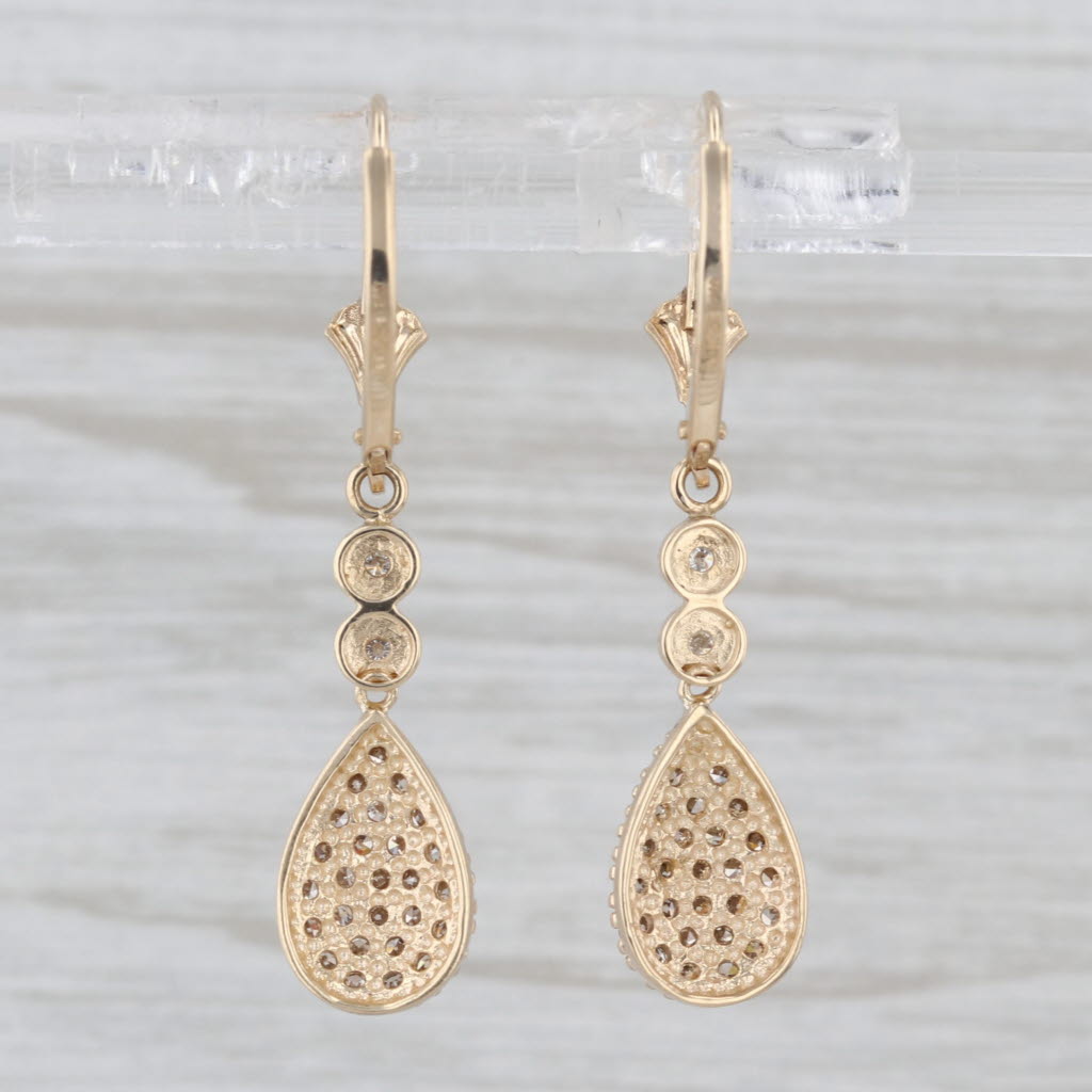 0.30ctw Diamond Teardrop Dangle Earrings 14k Yellow Gold Lever Backs