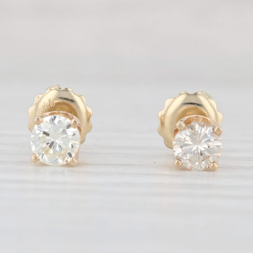 Light Gray 0.50ctw Diamond Stud Earrings 14k Yellow Gold Round Solitaire Screw Backs Studs