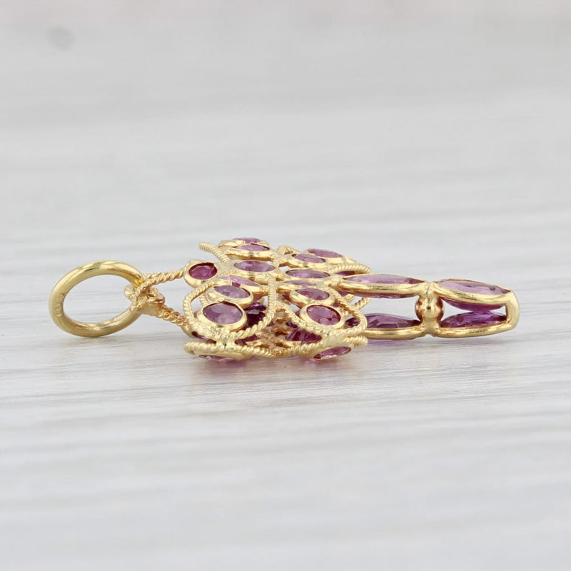 1.50ctw Ruby Dragonfly Pendant 18k Yellow Gold Charm Insect Jewelry