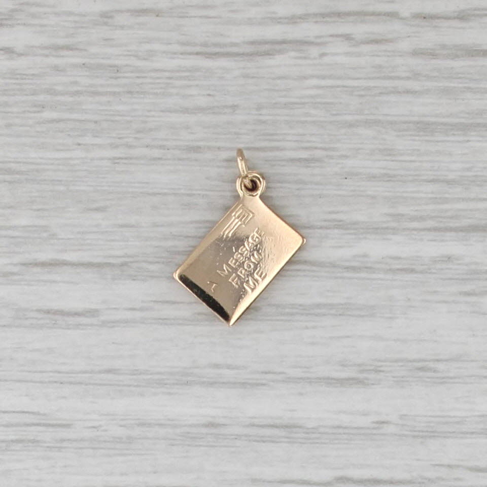 Vintage Love Letter Charm 14k Yellow Gold Small Drop Pendant Moving Parts