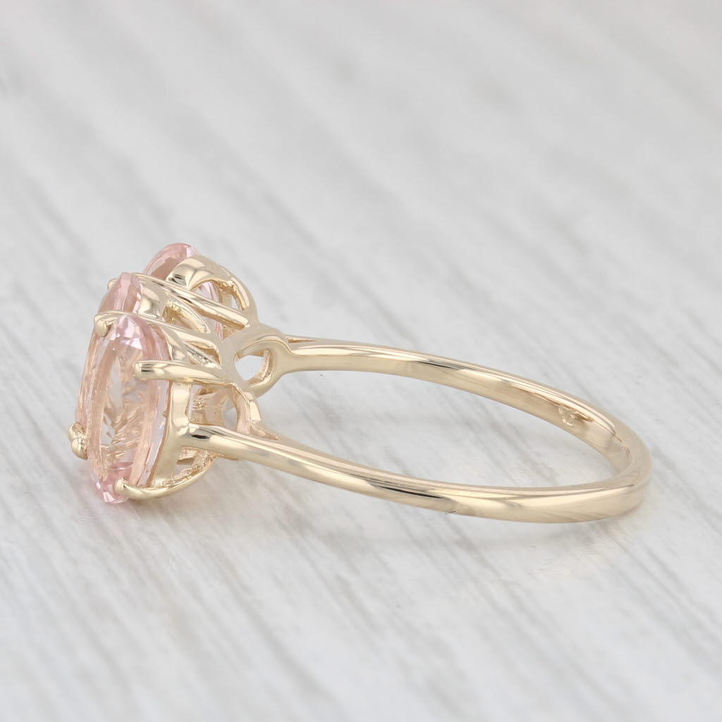 Light Gray 3.40ctw Pink Morganite 3-Stone Ring 14k Yellow Gold Size 7.25 Cocktail