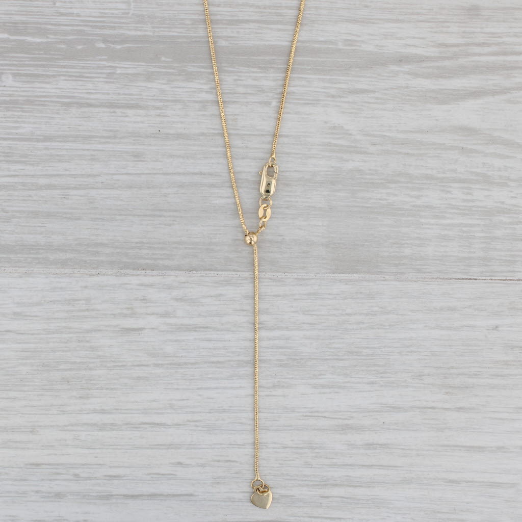 Gray Snake Chain Lariat Back Necklace 14k Yellow Gold Adjustable Length