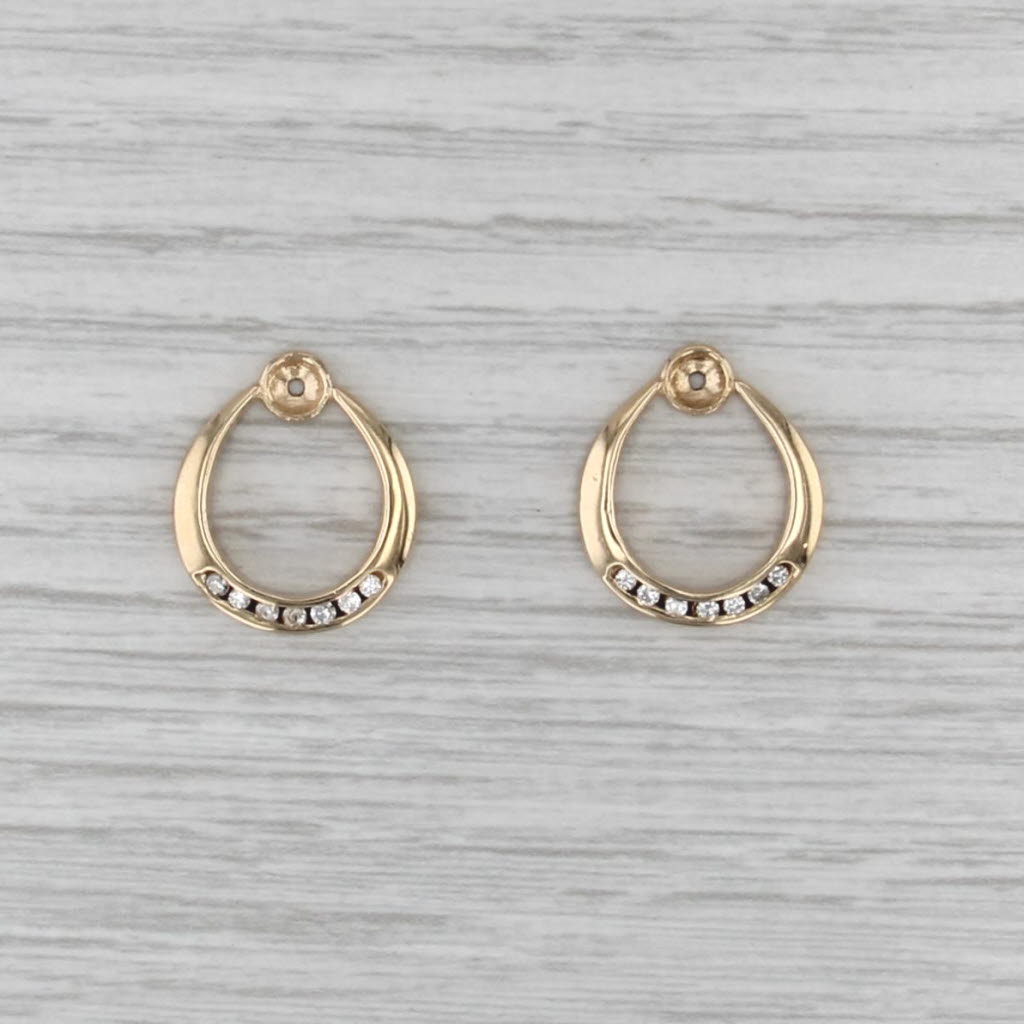 0.15ctw Diamond Teardrop Ring Jackets Enhancers for Stud Earrings 14k Gold