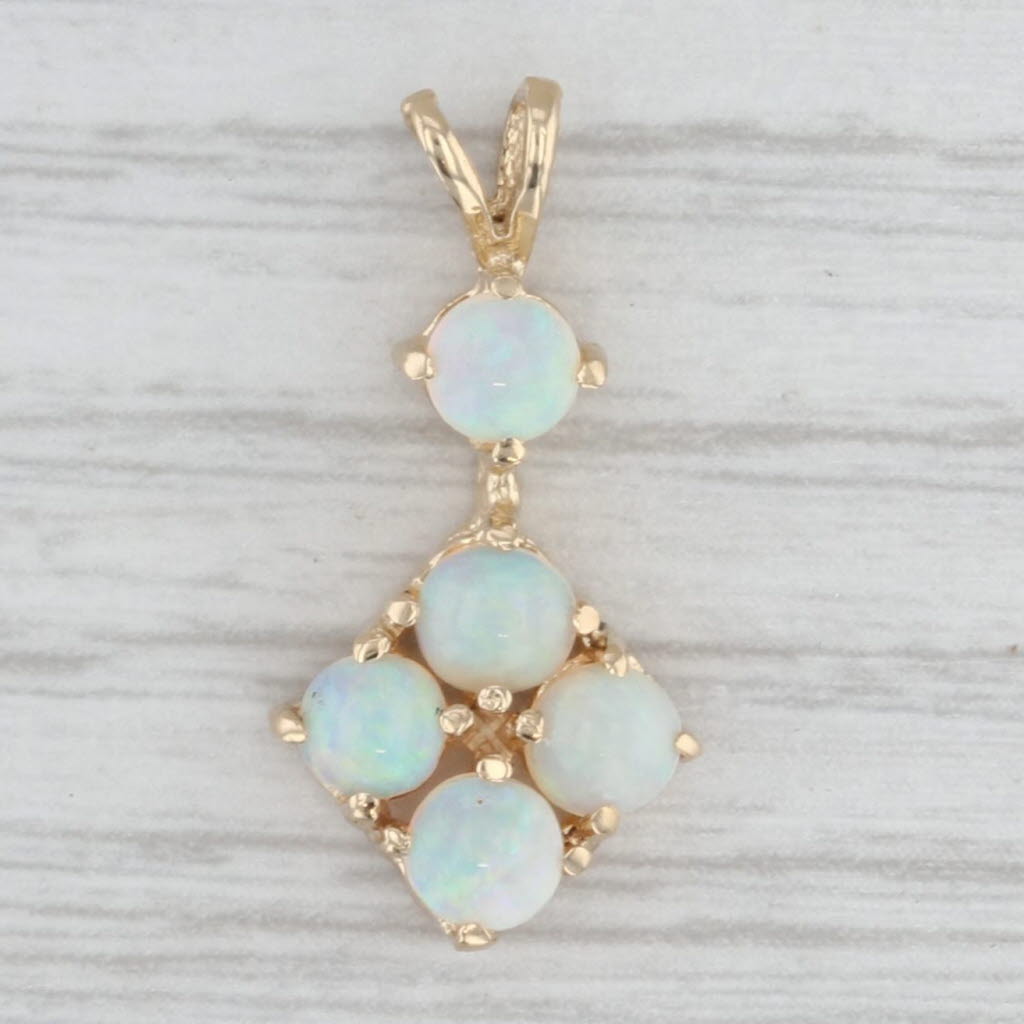 Vintage Small Opal Pendant 14k Yellow Gold Round Cabochons