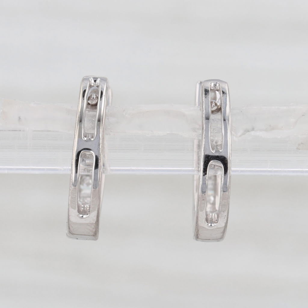 0.27ctw Diamond Hoop Huggie Earrings 14k White Gold Snap Top Posts Round Hoops