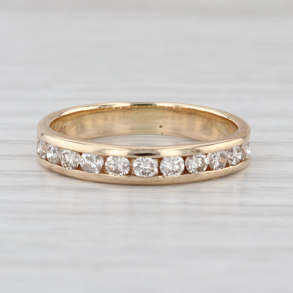 0.80ctw Diamond Wedding Band 14k Yellow Gold Size 7.5 Stackable Anniversary Ring