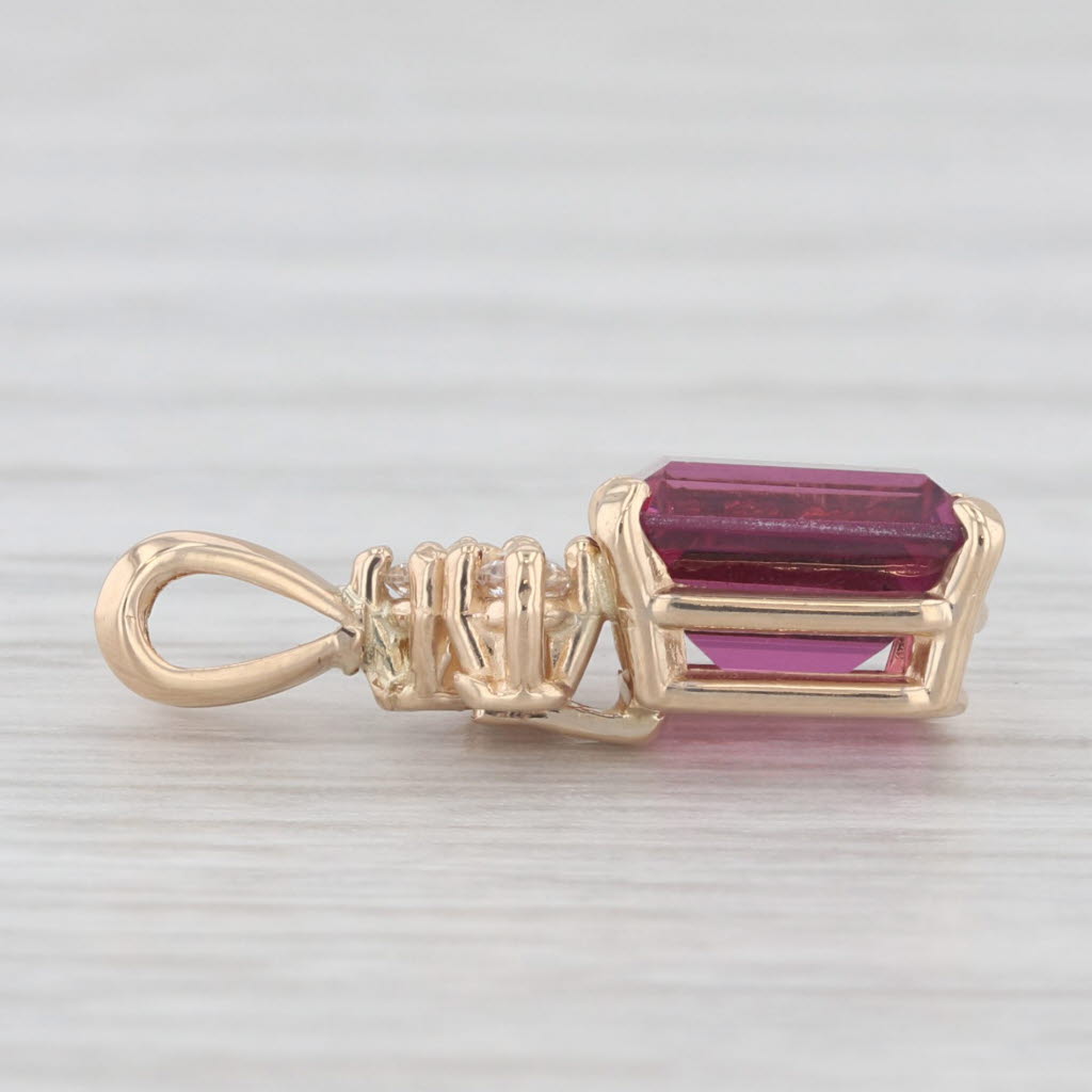 Light Gray 2.60ctw Rhodolite Garnet Cubic Zirconia Pendant 14k Yellow Gold