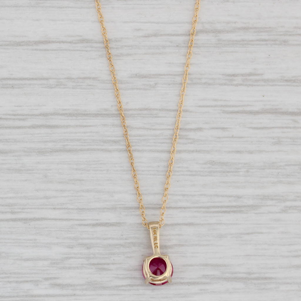 Gray 0.60ct Lab Created Ruby Pendant Necklace 14k Yellow Gold 18" Rope Chain