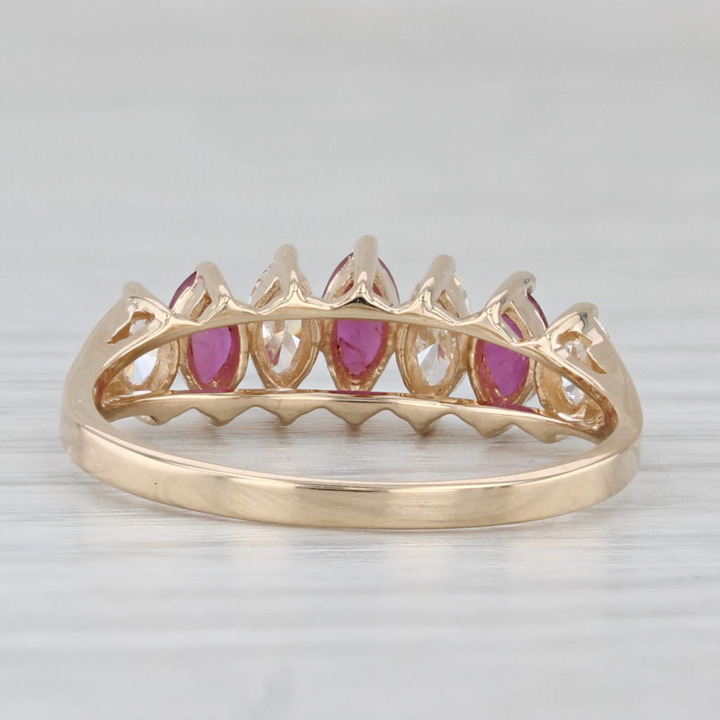 Light Gray 0.71ctw Ruby Diamond Tiered Pyramid Ring 14k Yellow Gold Size 6