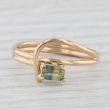 0.32ct Bicolor Sapphire Emerald Cut Solitaire Ring 14k Yellow Gold Size 5.5