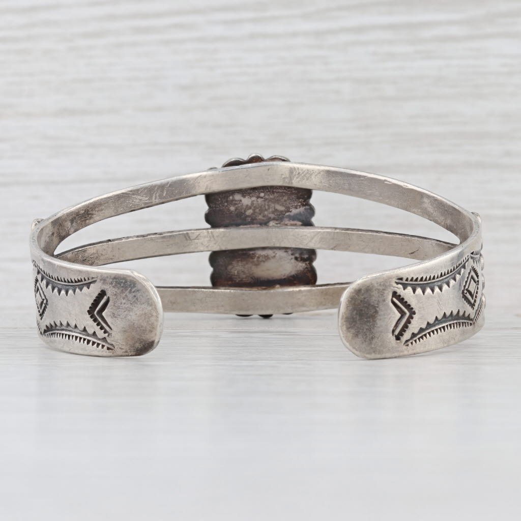 Vintage Native American Cuff Bracelet Stamped Sterling Silver 6.5"