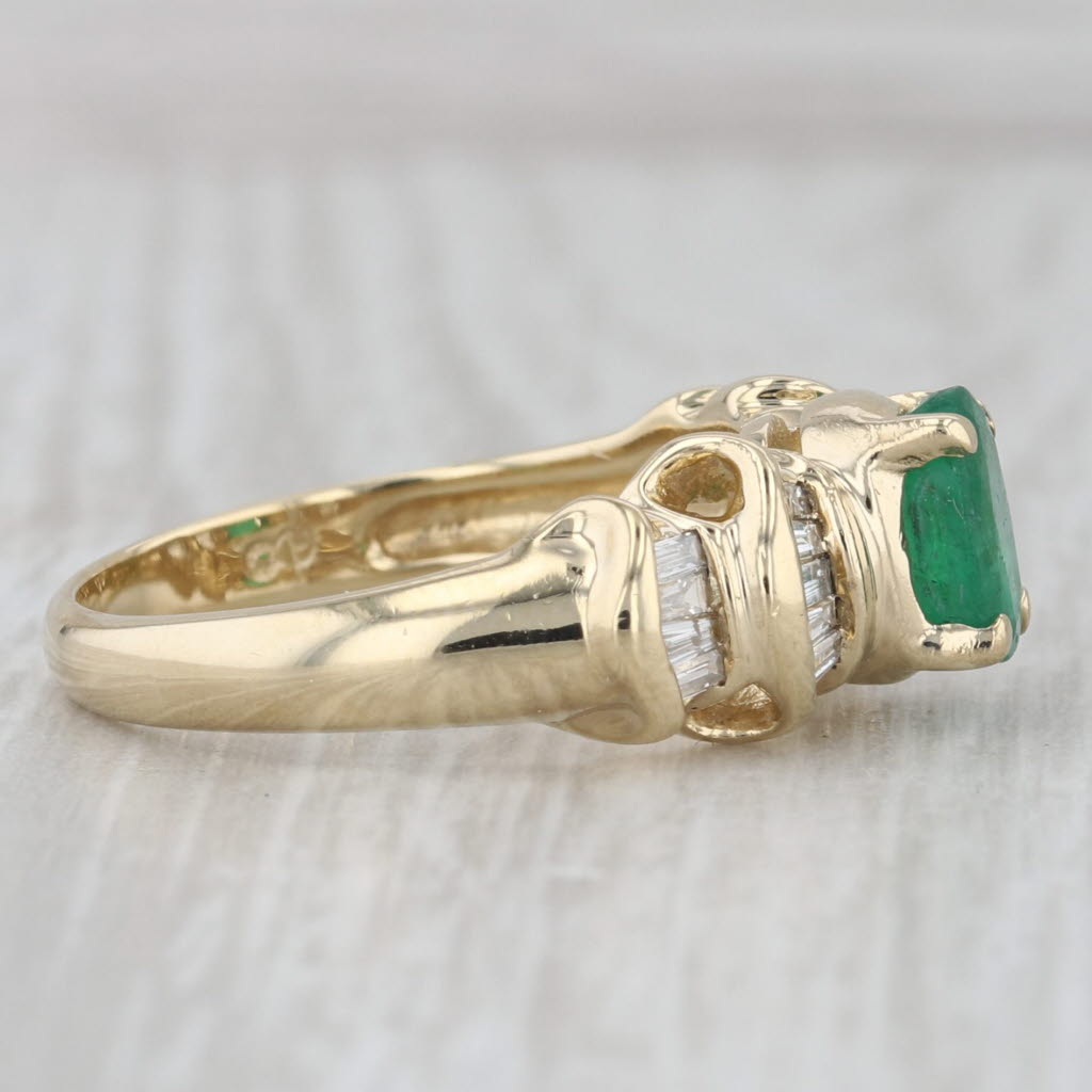 0.96ctw Emerald Diamond Ring 14k Yellow Gold Size 6.75