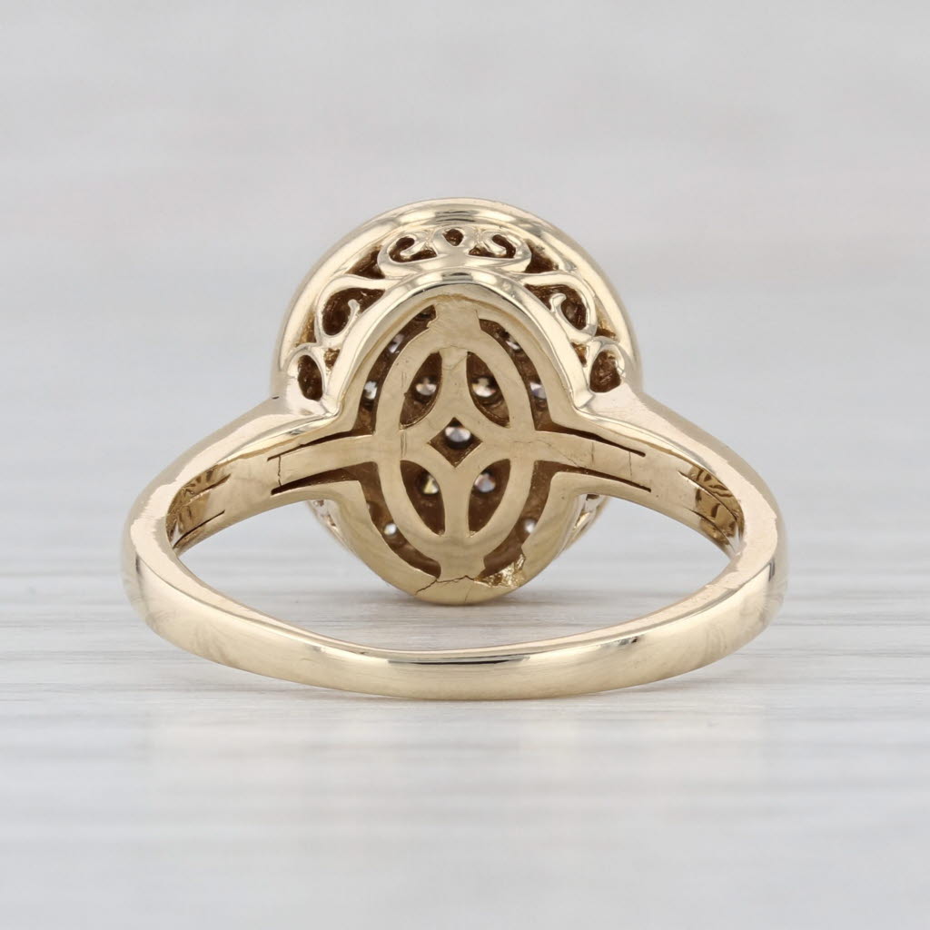 0.40ctw Brown & White Diamond Halo Ring 10k Yellow Gold Size 7.25