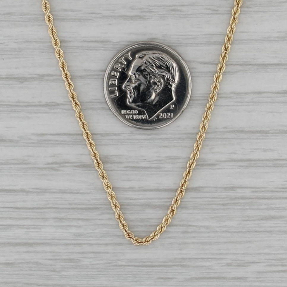 24" 1.6mm Rope Chain Necklace 14k Yellow Gold Italy
