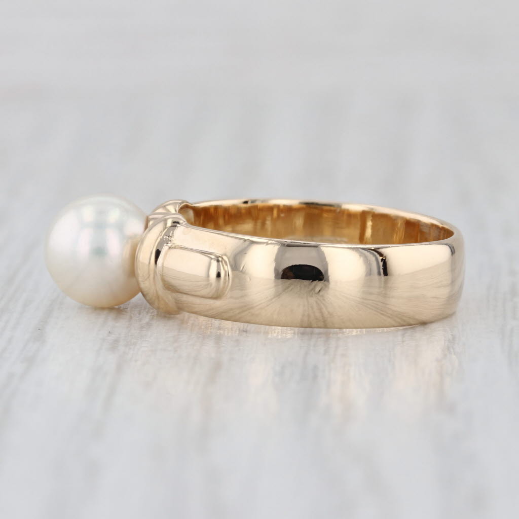 7.4mm Pearl Solitaire Ring 14k Yellow Gold Size 7.25-7.5 Gump's
