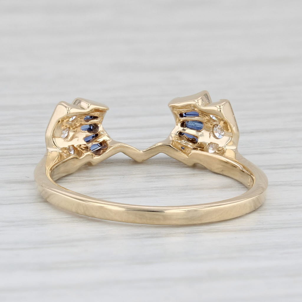 Light Gray 0.27ctw Lab Created Blue Sapphire Diamond Ring Guard 14k Yellow Gold Size 7.5