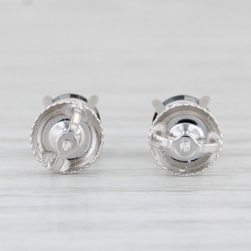 Light Gray 1.63ctw Round Black Diamond Stud Earrings 14k White Gold