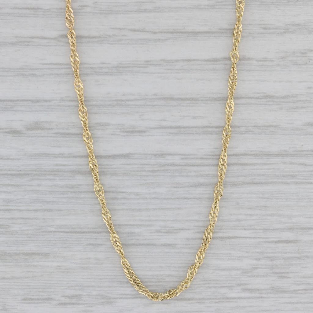 Gray Singapore Chain Necklace 14k Yellow Gold 18" 1.8mm