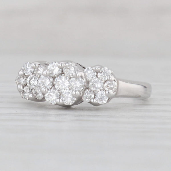 0.50ctw Diamond Flower Clusters Ring 14k White Gold Size 6