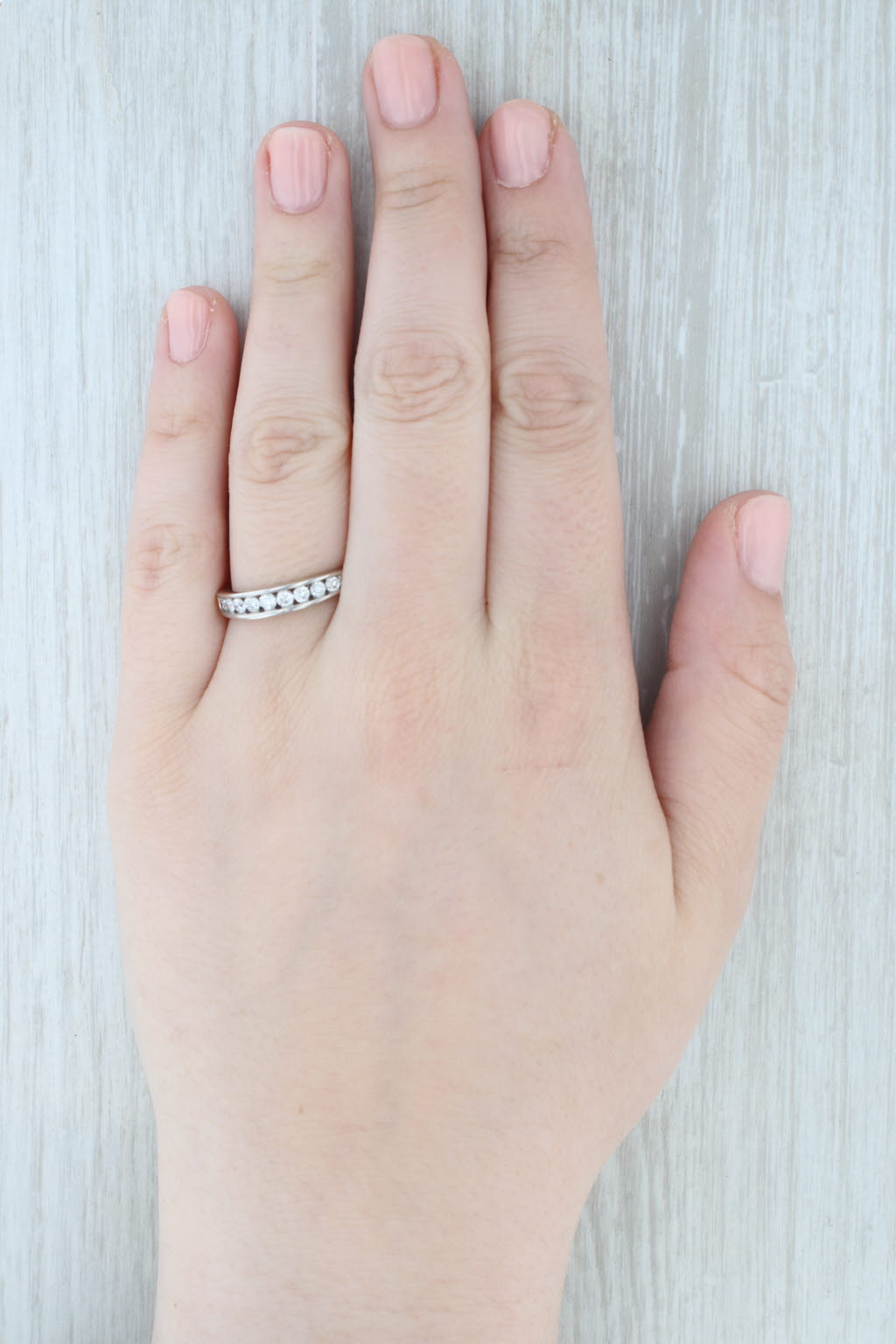 Light Gray 0.47ctw Diamond Wedding Band 14k White Gold Stackable Anniversary Ring Sz 8.75