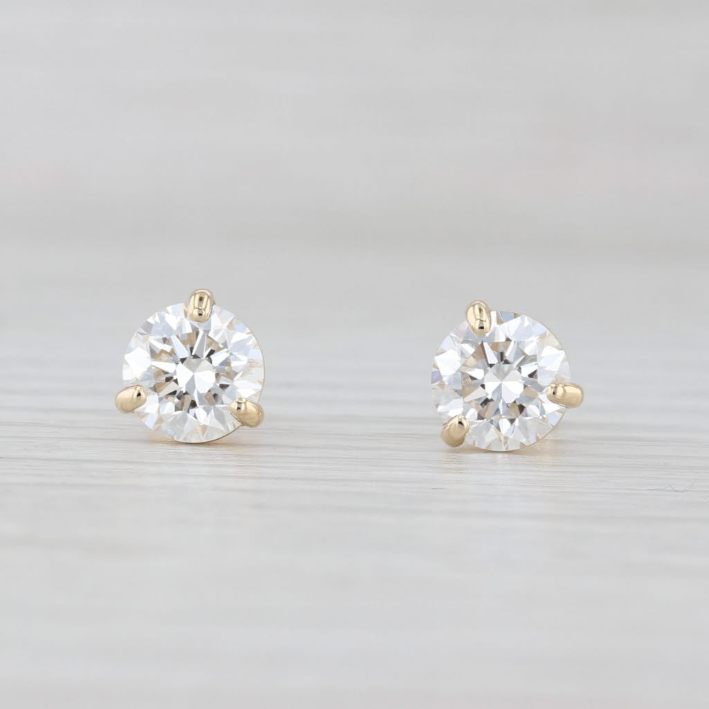 Light Gray New 2.12ctw Round Lab Created Diamond Stud Earrings 14k Yellow Gold VS1 D E IGI