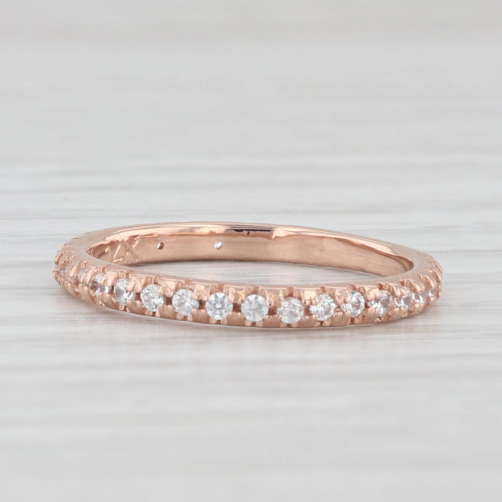 Light Gray 0.16ctw Cubic Zirconia Wedding Band 14k Rose Gold Size 4.25 Ring Stackable