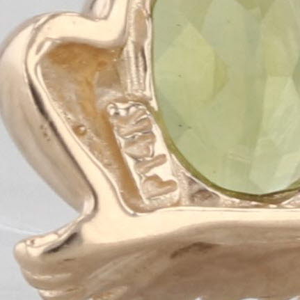 0.75ct Peridot Frog Pendant 14k Yellow Gold Small Floating Drop
