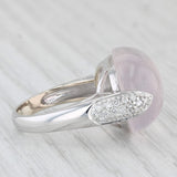 Rose Quartz 0.33ctw Diamond Ring 14k White Gold Size 6.5 Cocktail Oval Cabochon