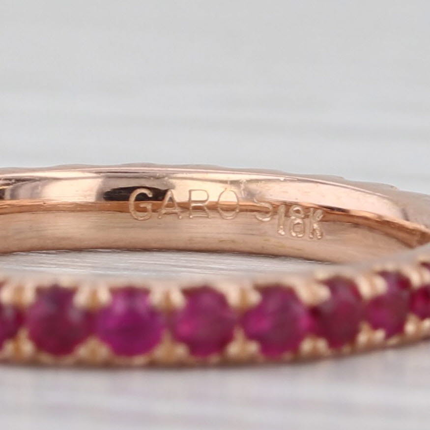 0.90ctw Natural Lab Grown Ruby Sapphire Eternity Band 18k Gold Stackable Ring